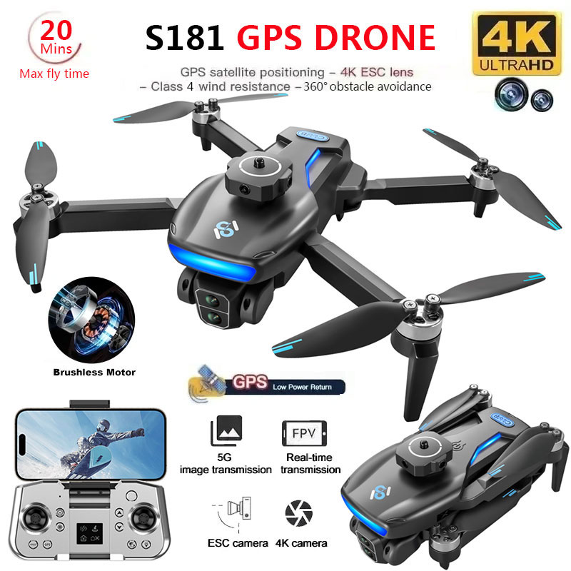 Drone Camera Wide Angle - S181 gps drohne 4k profession elle